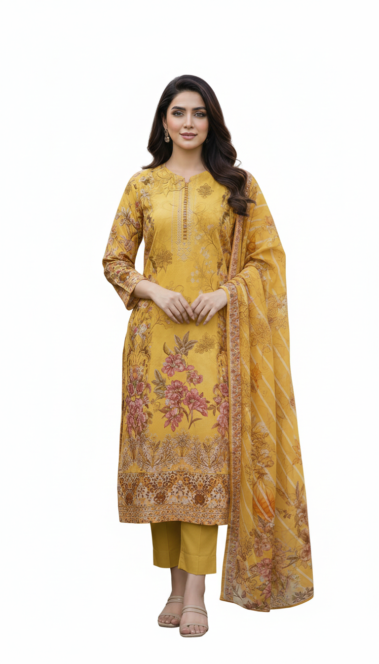 কোকো ফ্লোরাল এমব্রয়ডারি থ্রিপিস